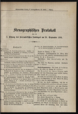 Stenographische Protokolle über die Sitzungen des Steiermärkischen Landtages 18810926 Seite: 1