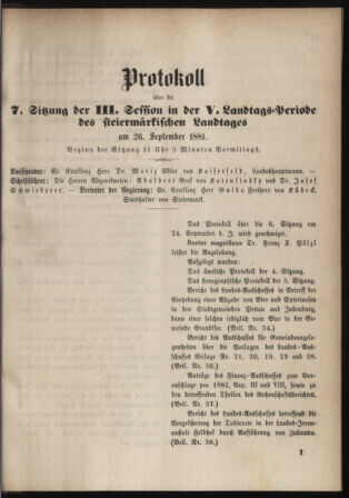 Stenographische Protokolle über die Sitzungen des Steiermärkischen Landtages 18810926 Seite: 23