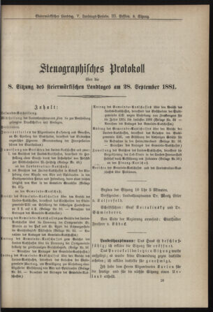 Stenographische Protokolle über die Sitzungen des Steiermärkischen Landtages