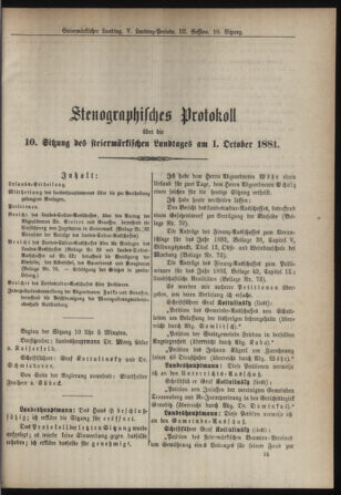 Stenographische Protokolle über die Sitzungen des Steiermärkischen Landtages 18811001 Seite: 1