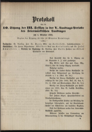 Stenographische Protokolle über die Sitzungen des Steiermärkischen Landtages 18811001 Seite: 21