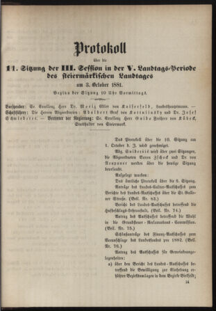 Stenographische Protokolle über die Sitzungen des Steiermärkischen Landtages 18811003 Seite: 17