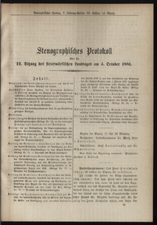 Stenographische Protokolle über die Sitzungen des Steiermärkischen Landtages 18811004 Seite: 1