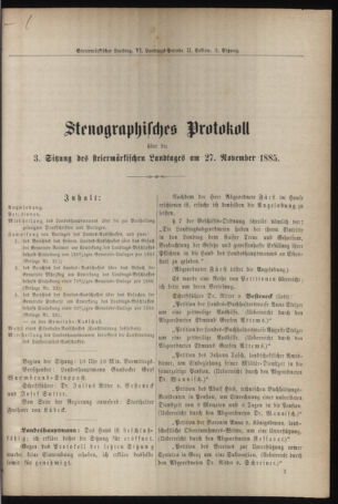 Stenographische Protokolle über die Sitzungen des Steiermärkischen Landtages 18851127 Seite: 1