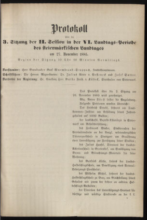 Stenographische Protokolle über die Sitzungen des Steiermärkischen Landtages 18851127 Seite: 5