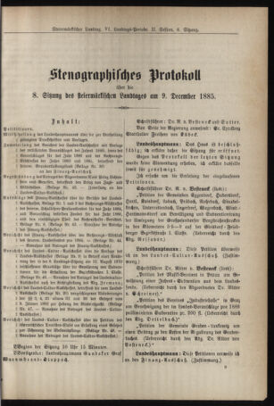 Stenographische Protokolle über die Sitzungen des Steiermärkischen Landtages