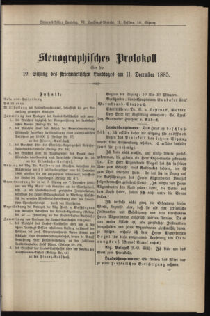 Stenographische Protokolle über die Sitzungen des Steiermärkischen Landtages 18851211 Seite: 1