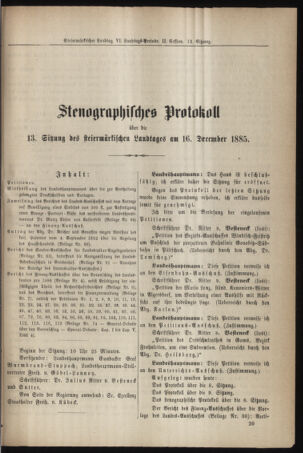 Stenographische Protokolle über die Sitzungen des Steiermärkischen Landtages 18851216 Seite: 1