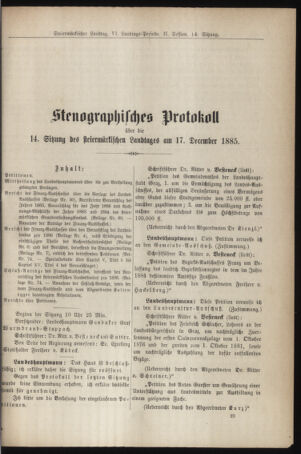 Stenographische Protokolle über die Sitzungen des Steiermärkischen Landtages 18851217 Seite: 1