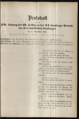 Stenographische Protokolle über die Sitzungen des Steiermärkischen Landtages 18851218 Seite: 21