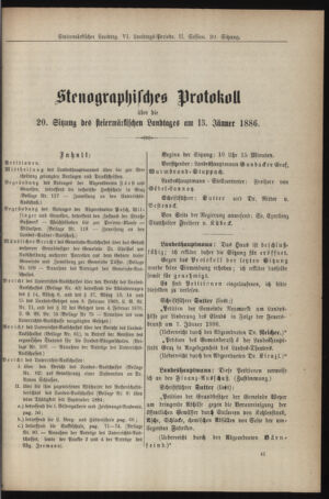 Stenographische Protokolle über die Sitzungen des Steiermärkischen Landtages