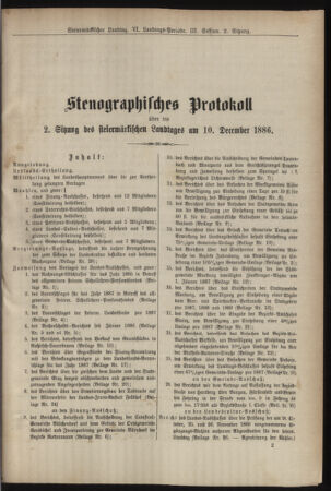 Stenographische Protokolle über die Sitzungen des Steiermärkischen Landtages