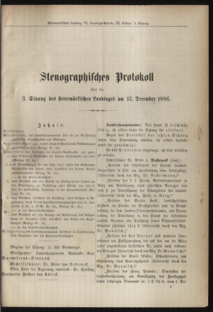 Stenographische Protokolle über die Sitzungen des Steiermärkischen Landtages 18861213 Seite: 1