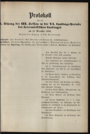 Stenographische Protokolle über die Sitzungen des Steiermärkischen Landtages 18861213 Seite: 7