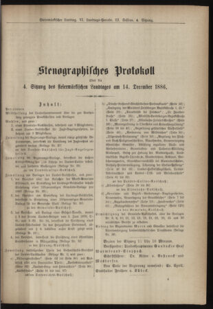 Stenographische Protokolle über die Sitzungen des Steiermärkischen Landtages 18861214 Seite: 1