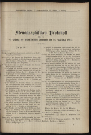 Stenographische Protokolle über die Sitzungen des Steiermärkischen Landtages 18861218 Seite: 1