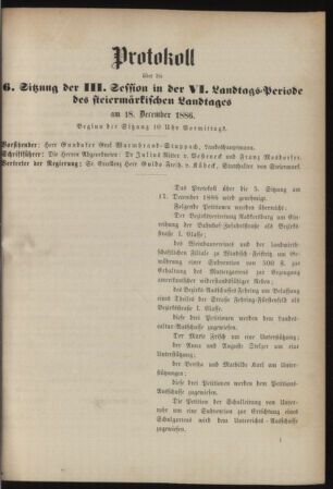 Stenographische Protokolle über die Sitzungen des Steiermärkischen Landtages 18861218 Seite: 19