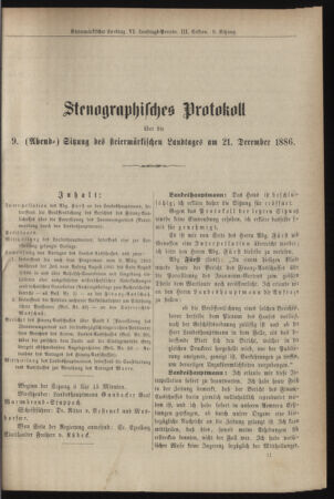 Stenographische Protokolle über die Sitzungen des Steiermärkischen Landtages 18861221 Seite: 19