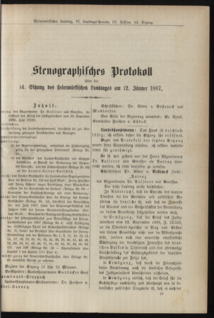 Stenographische Protokolle über die Sitzungen des Steiermärkischen Landtages 18870112 Seite: 1