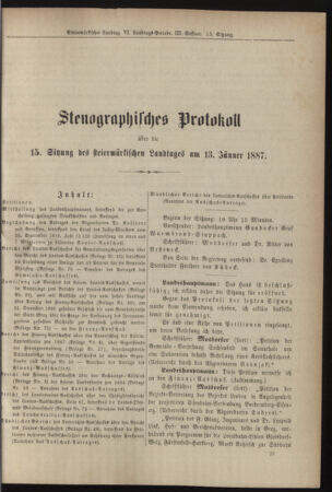 Stenographische Protokolle über die Sitzungen des Steiermärkischen Landtages 18870113 Seite: 1