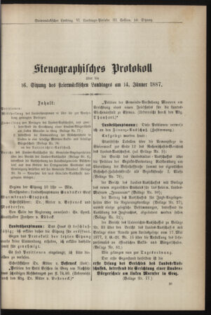 Stenographische Protokolle über die Sitzungen des Steiermärkischen Landtages