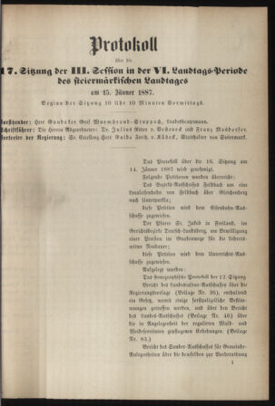 Stenographische Protokolle über die Sitzungen des Steiermärkischen Landtages 18870115 Seite: 11