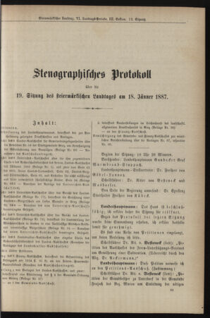 Stenographische Protokolle über die Sitzungen des Steiermärkischen Landtages 18870118 Seite: 1