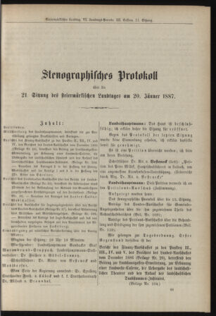 Stenographische Protokolle über die Sitzungen des Steiermärkischen Landtages 18870120 Seite: 1