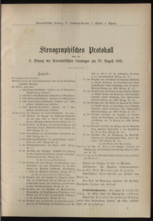 Stenographische Protokolle über die Sitzungen des Steiermärkischen Landtages 18880828 Seite: 1