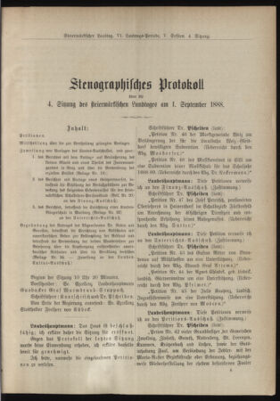 Stenographische Protokolle über die Sitzungen des Steiermärkischen Landtages 18880901 Seite: 1