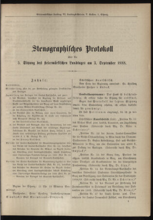 Stenographische Protokolle über die Sitzungen des Steiermärkischen Landtages 18880903 Seite: 1