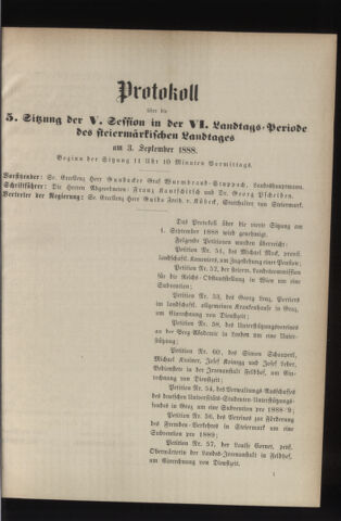 Stenographische Protokolle über die Sitzungen des Steiermärkischen Landtages 18880903 Seite: 5