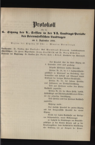 Stenographische Protokolle über die Sitzungen des Steiermärkischen Landtages 18880904 Seite: 5