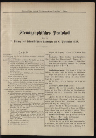 Stenographische Protokolle über die Sitzungen des Steiermärkischen Landtages 18880906 Seite: 1