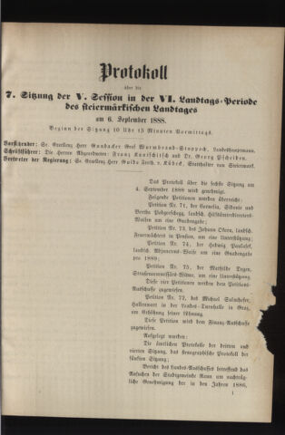 Stenographische Protokolle über die Sitzungen des Steiermärkischen Landtages 18880906 Seite: 7