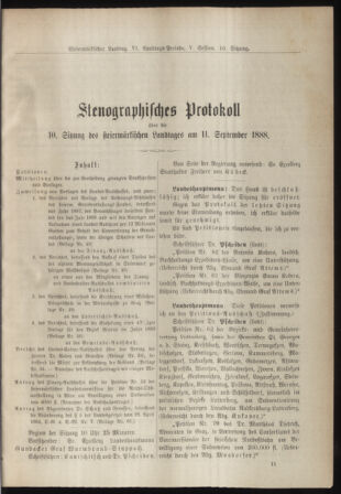 Stenographische Protokolle über die Sitzungen des Steiermärkischen Landtages 18880911 Seite: 1