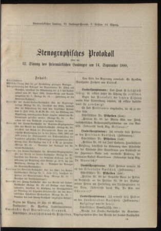 Stenographische Protokolle über die Sitzungen des Steiermärkischen Landtages 18880914 Seite: 1