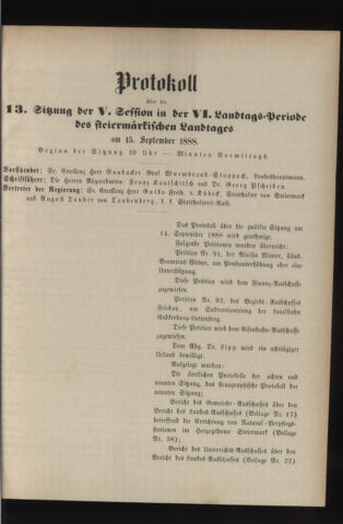 Stenographische Protokolle über die Sitzungen des Steiermärkischen Landtages 18880915 Seite: 17