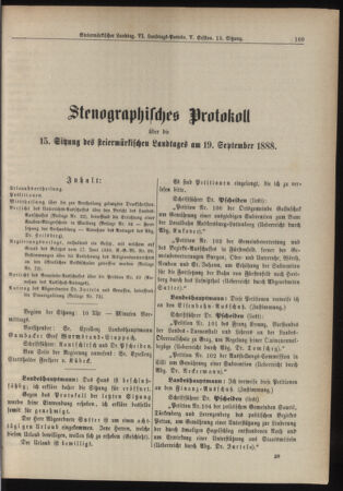 Stenographische Protokolle über die Sitzungen des Steiermärkischen Landtages 18880919 Seite: 1