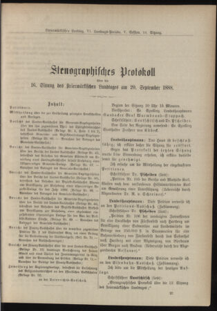 Stenographische Protokolle über die Sitzungen des Steiermärkischen Landtages 18880920 Seite: 1