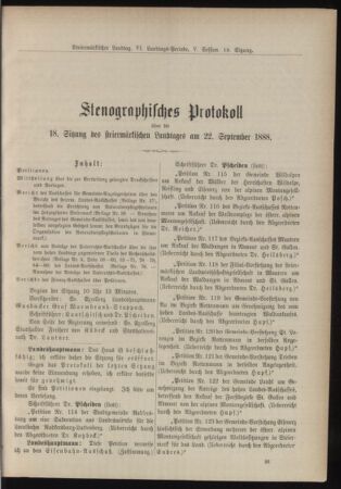 Stenographische Protokolle über die Sitzungen des Steiermärkischen Landtages 18880922 Seite: 1