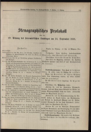 Stenographische Protokolle über die Sitzungen des Steiermärkischen Landtages 18880924 Seite: 1