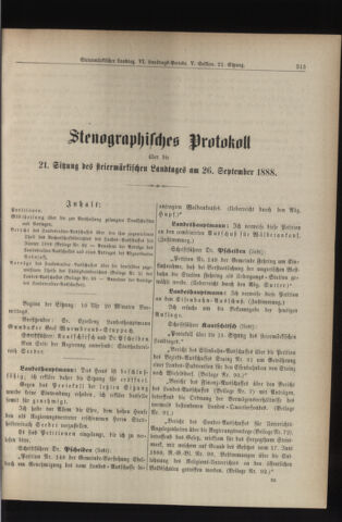 Stenographische Protokolle über die Sitzungen des Steiermärkischen Landtages