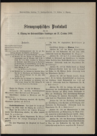 Stenographische Protokolle über die Sitzungen des Steiermärkischen Landtages 18891021 Seite: 1