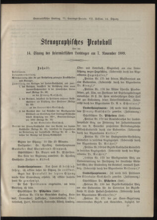 Stenographische Protokolle über die Sitzungen des Steiermärkischen Landtages 18891107 Seite: 1