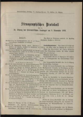 Stenographische Protokolle über die Sitzungen des Steiermärkischen Landtages 18891109 Seite: 1