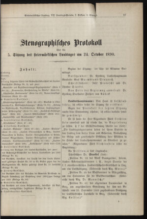 Stenographische Protokolle über die Sitzungen des Steiermärkischen Landtages