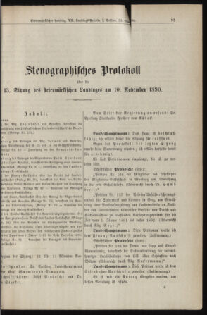 Stenographische Protokolle über die Sitzungen des Steiermärkischen Landtages