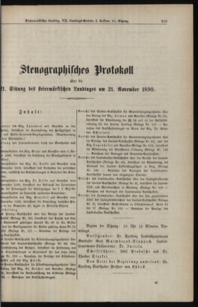 Stenographische Protokolle über die Sitzungen des Steiermärkischen Landtages 18901121 Seite: 1