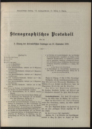 Stenographische Protokolle über die Sitzungen des Steiermärkischen Landtages 18920910 Seite: 1